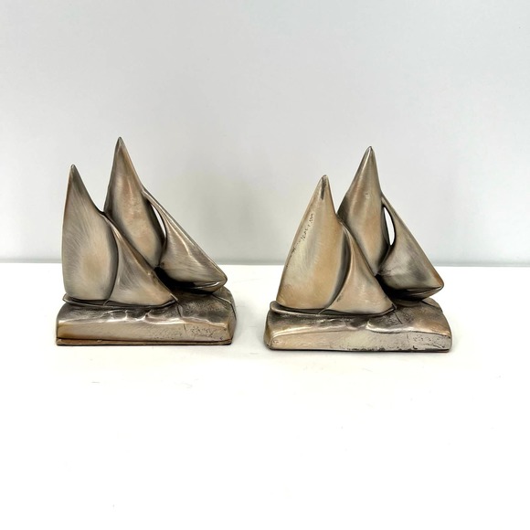 PM Craftsman Heavy Metal Bronze Colored Ship Bookends 5 1/2" - Picture 3 of 10